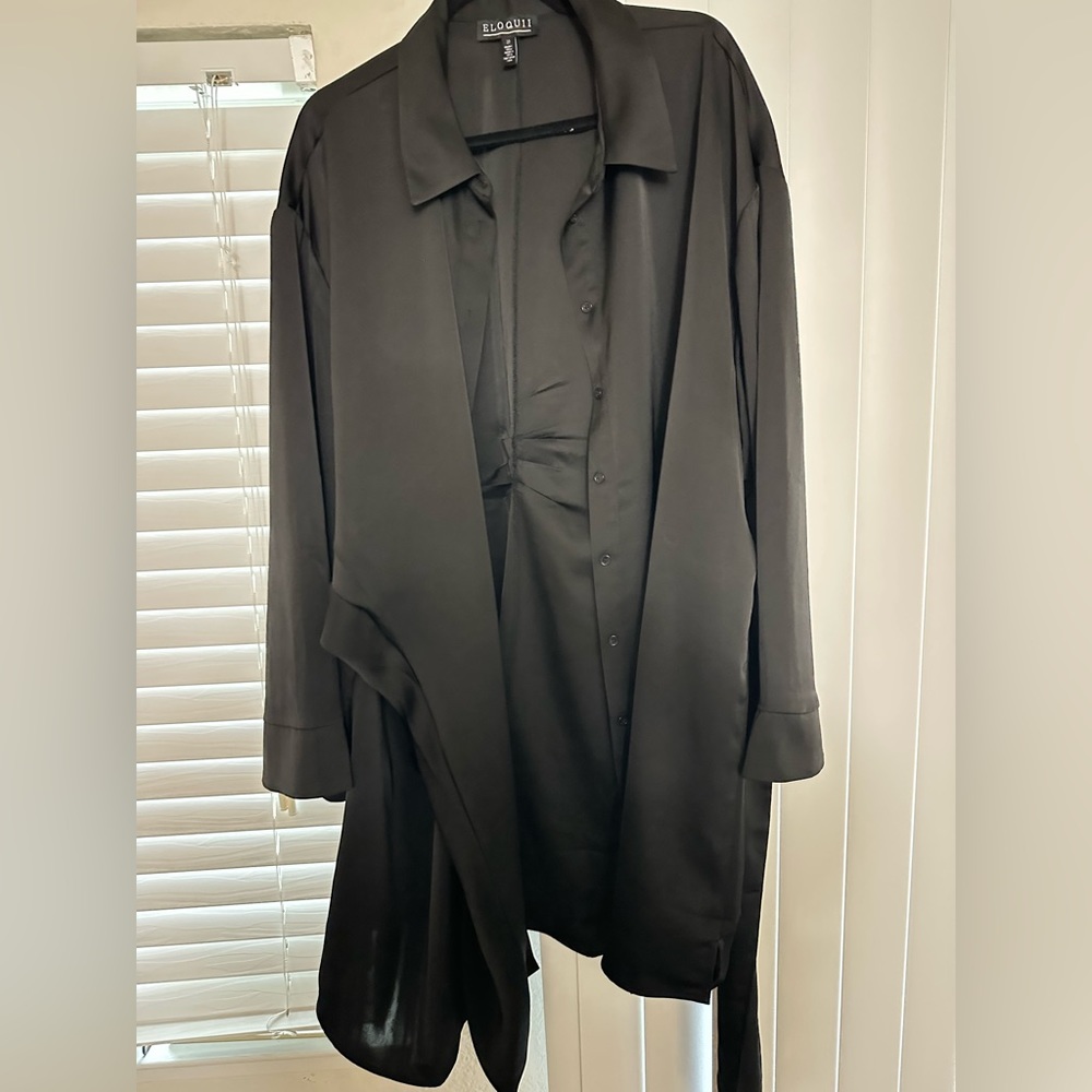 ELOQUII Satin Shirtdress With Tie Waist (size 22) worn once!
